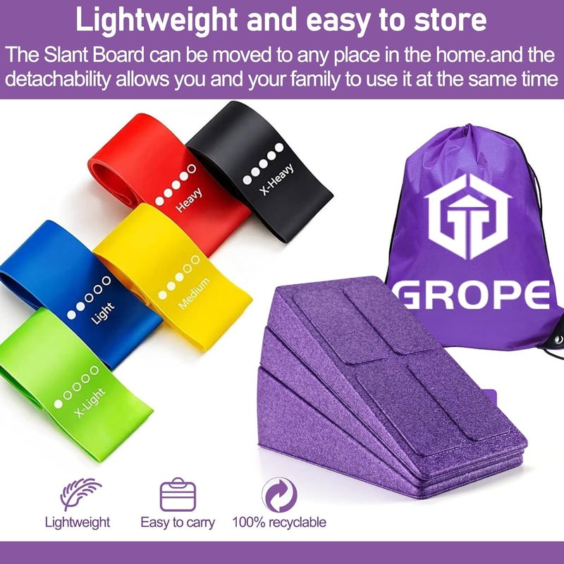 Grope Slant Board Squat Wedge for Calf Stretching，3 Pcs 12" x 6.3" Foot Stretcher Balance Board for Plantar Fasciitis, Adjustable Foam Slant Board Wedge Great for Exercises - Image 4